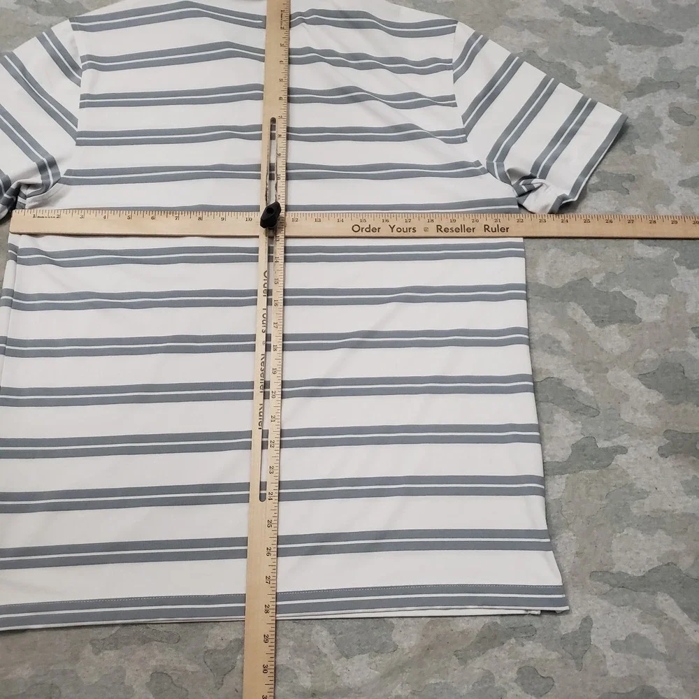 Under Armour Polo Shirt Mens Large Gray Heather‎ Loose Short Sleeve Striped